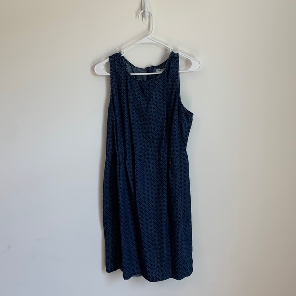 Navy blue with flower pattern mini dress